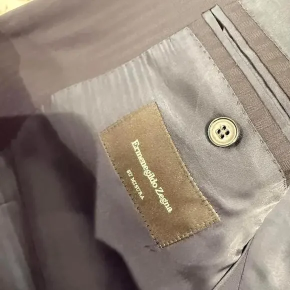 Ermenegildo Zegna 100% Wool Blazer Navy Men's 52R - Picture 2 of 6